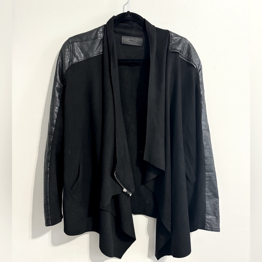 Anthropologie BlankNYC Faux Leather Suede Drape Front Jacket S